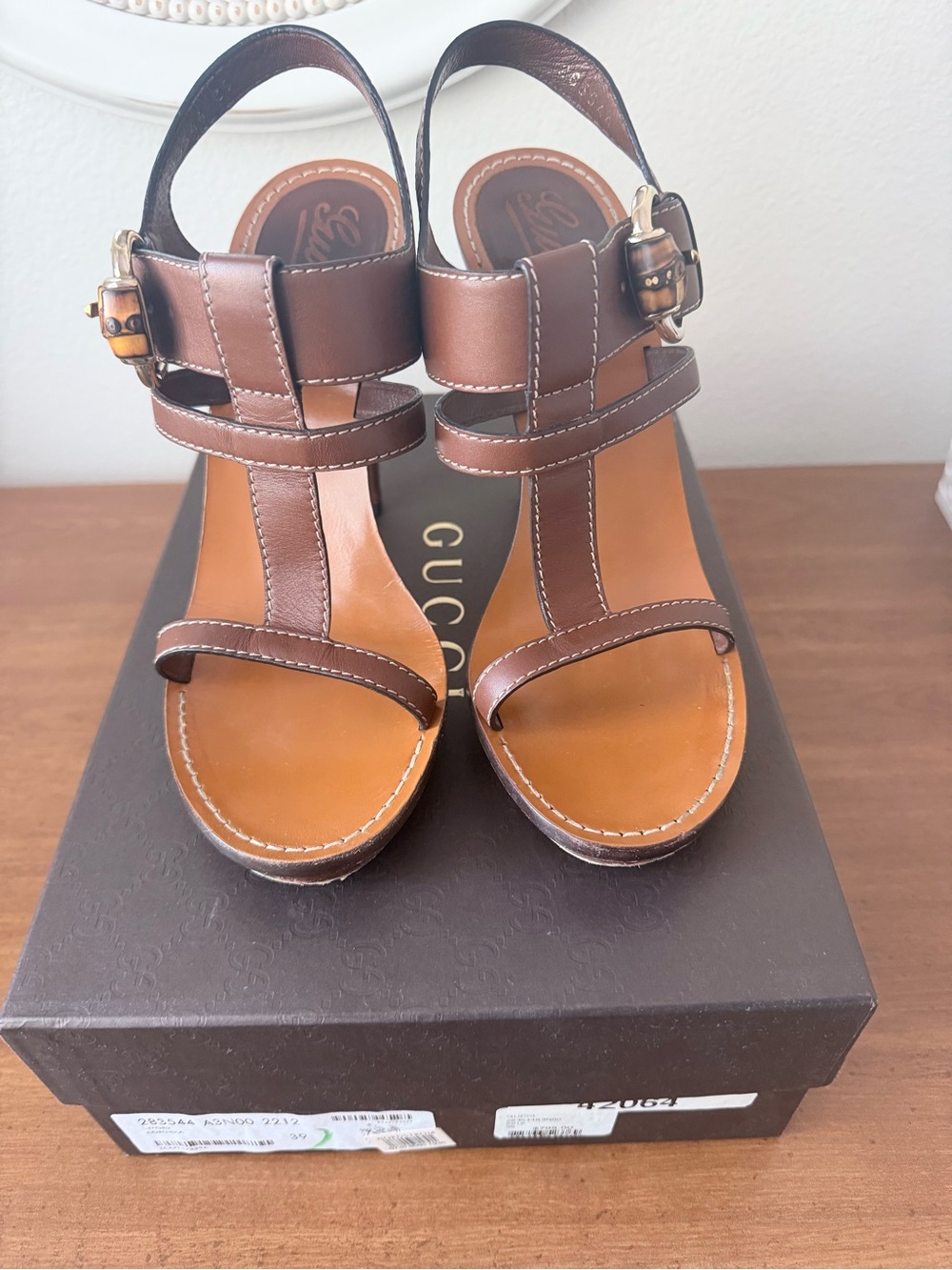 Gucci Brown Strappy Heels